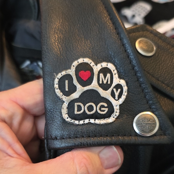 Harley Davidson Brand Embroidered Black Leather Jacket - Picture 3 of 6